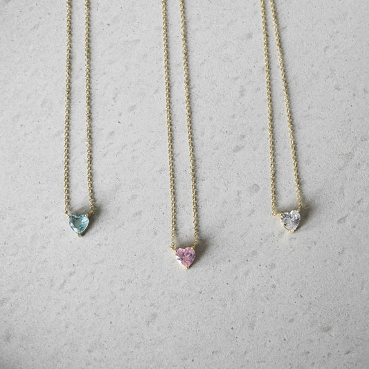 String to my Heart - CZ hearts pendent necklace